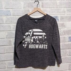 Hogwarts Sweatshirt Harry Potter cotton‎ poly grey sweater sz L